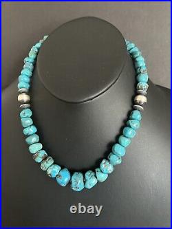 Sterling silver turquoise bead necklace 18 inch