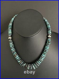 Sterling silver turquoise bead necklace 18 inch