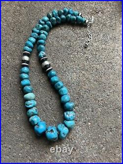 Sterling silver turquoise bead necklace 18 inch