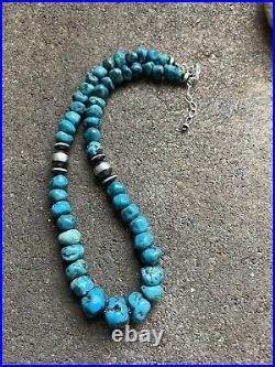 Sterling silver turquoise bead necklace 18 inch