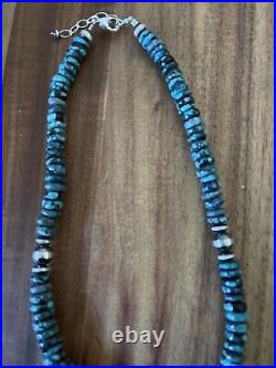 Sterling silver turquoise bead necklace 18 inch