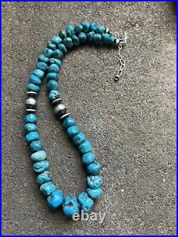 Sterling silver turquoise bead necklace 18 inch