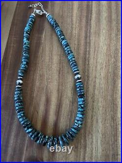 Sterling silver turquoise bead necklace 18 inch