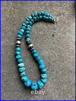 Sterling silver turquoise bead necklace 18 inch