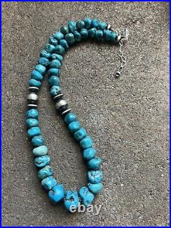 Sterling silver turquoise bead necklace 18 inch