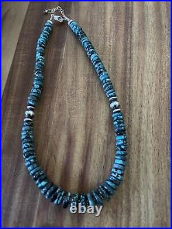 Sterling silver turquoise bead necklace 18 inch