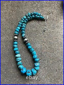 Sterling silver turquoise bead necklace 18 inch