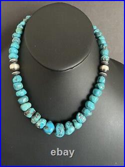 Sterling silver turquoise bead necklace 18 inch