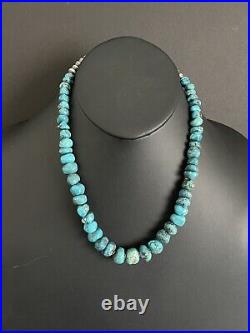 Sterling silver turquoise bead necklace 20 inch