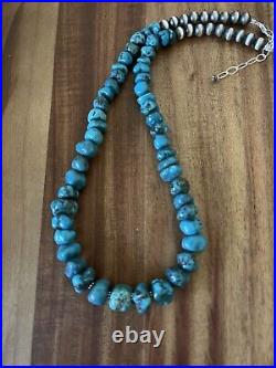 Sterling silver turquoise bead necklace 20 inch