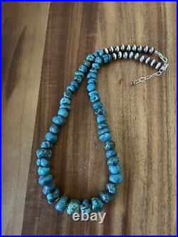 Sterling silver turquoise bead necklace 20 inch