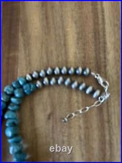 Sterling silver turquoise bead necklace 20 inch