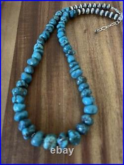 Sterling silver turquoise bead necklace 20 inch