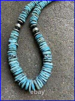 Sterling silver turquoise graduated bead necklace 18 inch