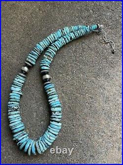 Sterling silver turquoise graduated bead necklace 18 inch