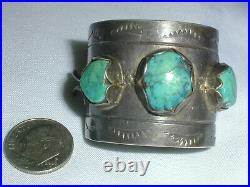 Stunning Rare- Navajo Old Pawn Sterling Silver Turquoise Barrette
