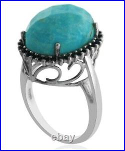 Stunning Turquoise Gemstone Oval Shape Jewelry Sterling Silver Ring