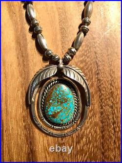 Sue George Navajo Pearl Number 8 Turquoise Sterling Beads Naja Pendant Necklace