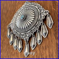 Sunshine Reeves Navajo Native Sterling Silver Turquoise Dangles Brooch Large