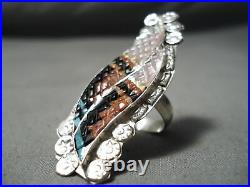 Superior Vintage Zuni Turquoise Sterling Silver Ring Old