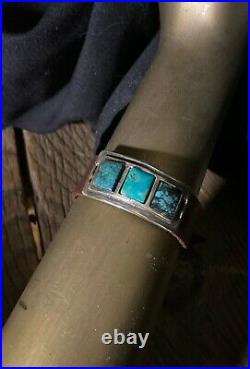Supple Leather & Variegated Turquoise Stone Cuff Bracelet Women's Brown