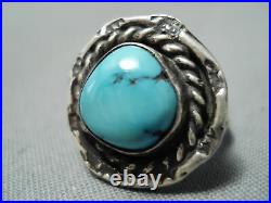 Sweet Vintage Navajo Kingman Turquoise Sterling Silver Ring