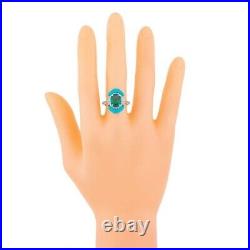 Syn Emerald & Turquoise Cocktail Ring 925 Sterling Silver Right Hand Luxe Jewel Syn Emerald & Turquoise Cocktail Ring 925 Sterling Silver Right Hand Luxe Jewel