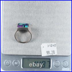 Sz12 Vintage Navajo sugilite, turquoise, lapis sterling silver men's inlay ring