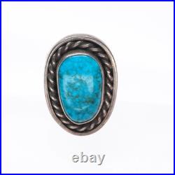 Sz6.5 1977 Vintage Navajo sterling silver spiderweb turquoise ring
