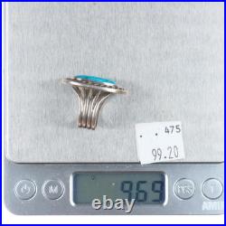 Sz6.5 1977 Vintage Navajo sterling silver spiderweb turquoise ring