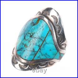 Sz9 Donny & Dorothy Clark Navajo sterling silver turquoise shiel ring size 9