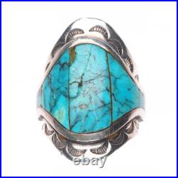 Sz9 Donny & Dorothy Clark Navajo sterling silver turquoise shiel ring size 9