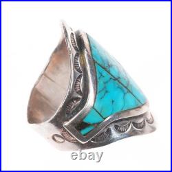 Sz9 Donny & Dorothy Clark Navajo sterling silver turquoise shiel ring size 9