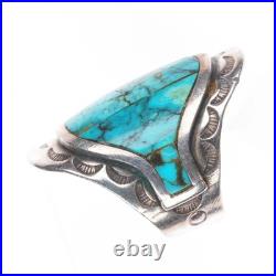 Sz9 Donny & Dorothy Clark Navajo sterling silver turquoise shiel ring size 9