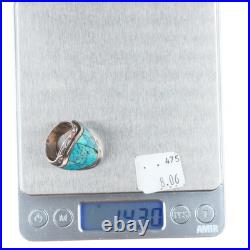Sz9 Donny & Dorothy Clark Navajo sterling silver turquoise shiel ring size 9