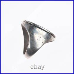 Sz9 Vintage Zuni sterling silver, turquoise, coral, shell inlay men's ring