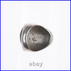 Sz9 Vintage Zuni sterling silver, turquoise, coral, shell inlay men's ring