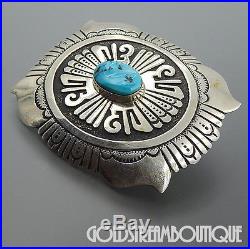 THOMAS TOMMY SINGER (d.) STERLING SILVER OVERLAY TURQUOISE GORGEOUS BELT BUCKLE