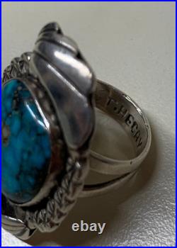 T. Begay, Ring, Turquoise, Sterling Silver, Navajo, 7 1/2