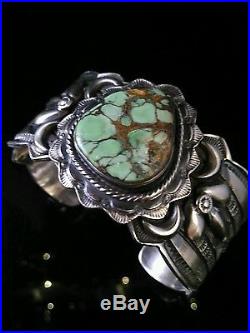 T. JON Natural Damele Turquoise Sterling Silver Cuff Bracelet Navajo Signed