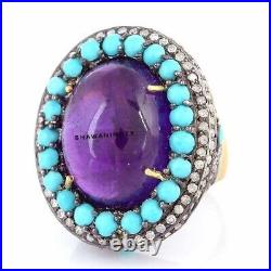 Tanzanite And Turquoise Rings Jewelry Sterling Silver Victorian Handmade Jewelry