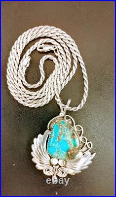 Ted Joe Navajo Pendant Large Turquoise Stone One Of A Kind