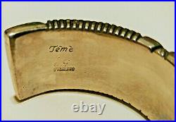 Teme Jewelry Sterling Silver Native American Navajo Cuff Bracelet Turquoise Nice