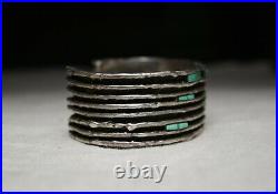 Thick Heavy Native American Navajo Turquoise Sterling Silver Cuff Bracelet