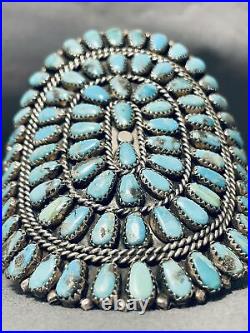 Towering Vintage Navajo Turquoise Sterling Silver Bracelet