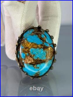 Turquoise 925 Sterling Silver Men's Ring, Handcrafted Earthy Statement Jewelry