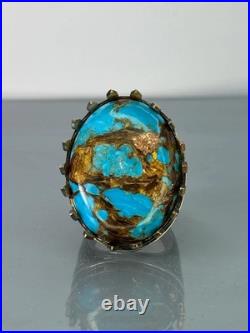 Turquoise 925 Sterling Silver Men's Ring, Handcrafted Earthy Statement Jewelry