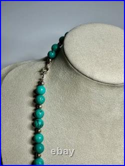 Turquoise Beaded Necklace 20 & Bracelet 7 Set withSterling Silver Beads Lot 280