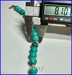 Turquoise Beaded Necklace 20 & Bracelet 7 Set withSterling Silver Beads Lot 280