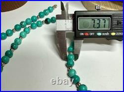 Turquoise Beaded Necklace 20 & Bracelet 7 Set withSterling Silver Beads Lot 280